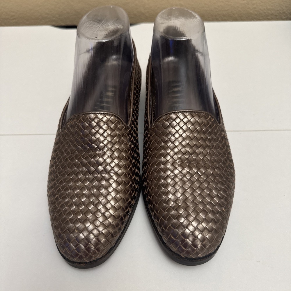 Amalfi Italy Copper Woven Leather Flats Women's Shoes Metallic Almond Toe Sz 9B